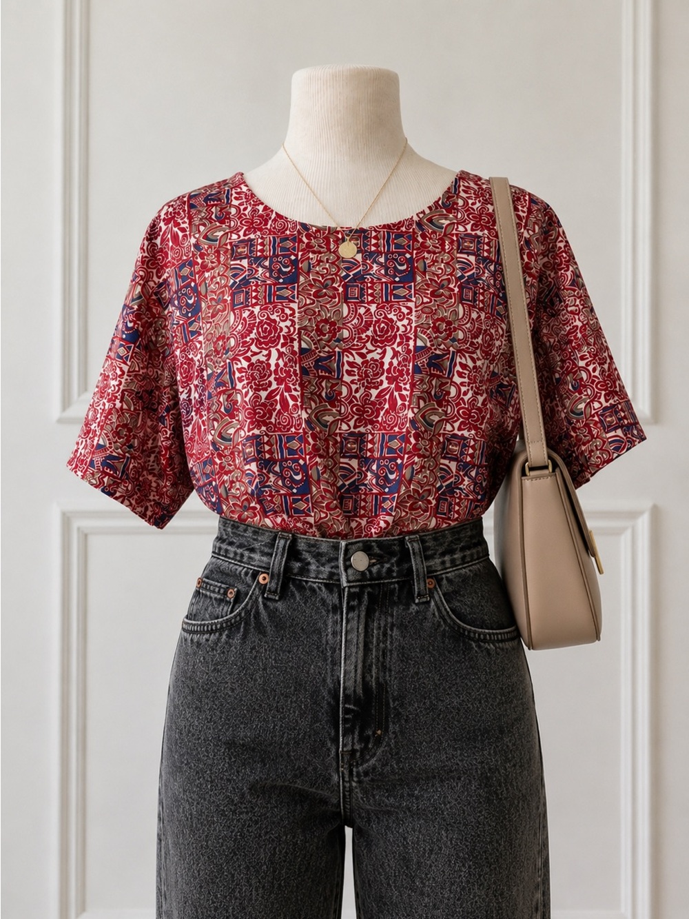 Vintage Partner’s Mervyn’s 100% Cotton Floral Geometric Print Top L